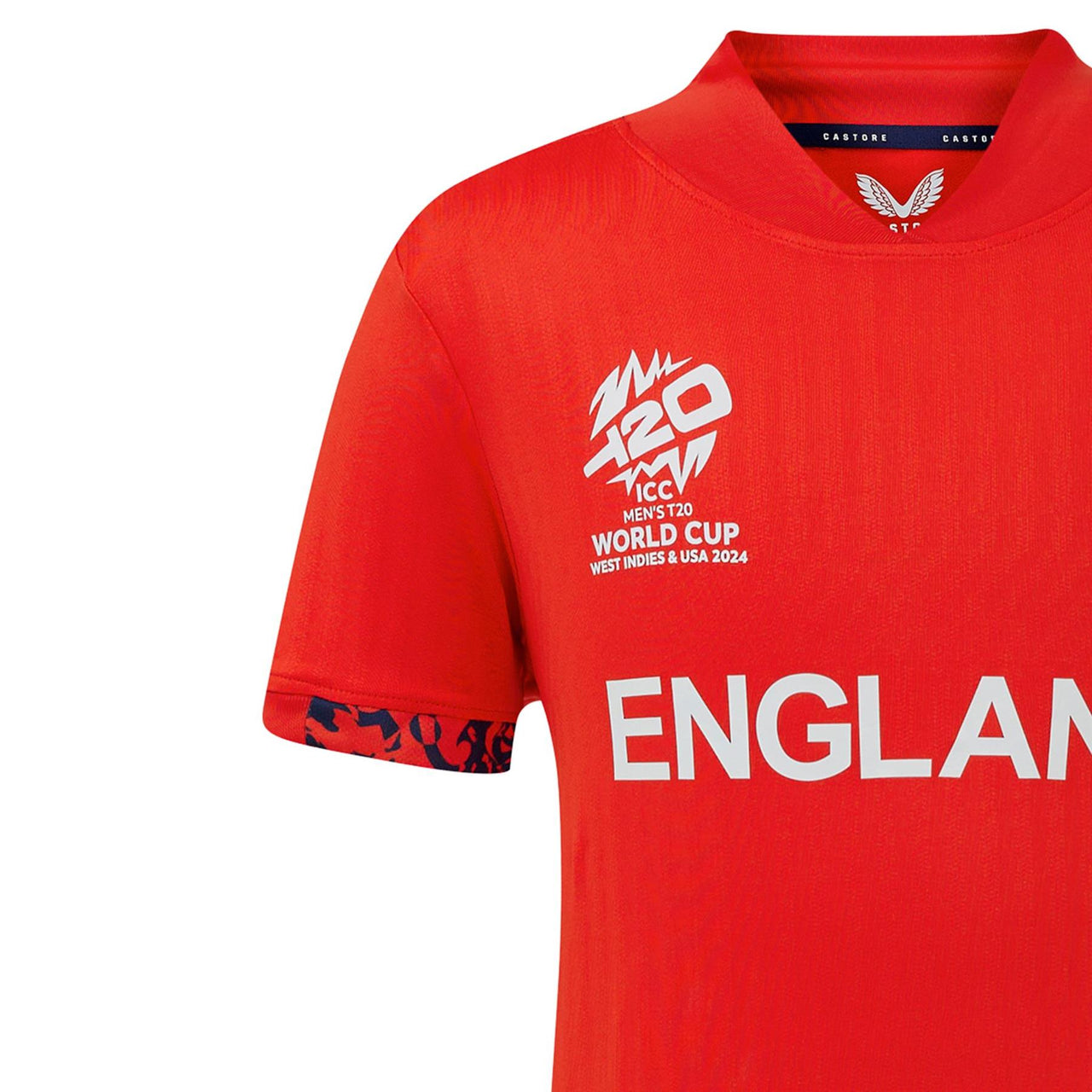 England Cricket Kid's T20 World Cup 2024 Replica Short Sleeve Shirt | Fiery Red
