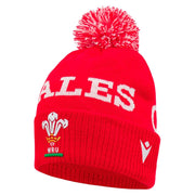 Macron Wales Rugby Pom Pom Beanie Hat | Red | 2024/25 | Junior