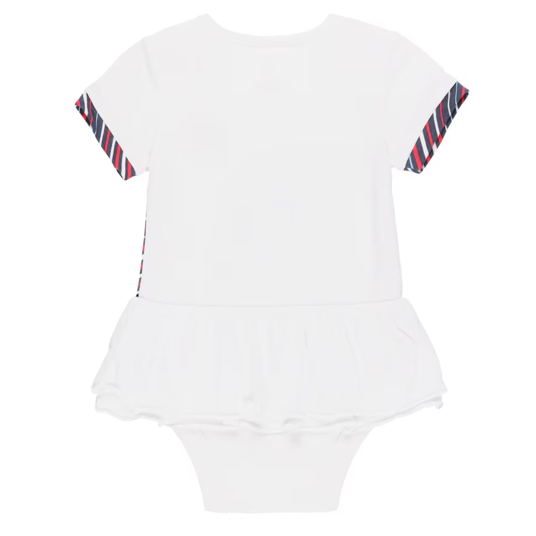 A back shot of the Official England Rugby Home Baby Girls Bodysuit Tutu in White